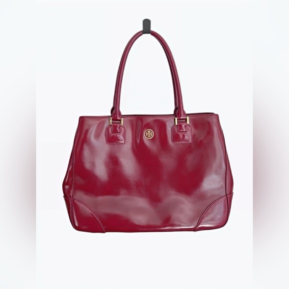Tory Burch Handbags - Tory Burch Burgundy Patent Leather Tote Bag